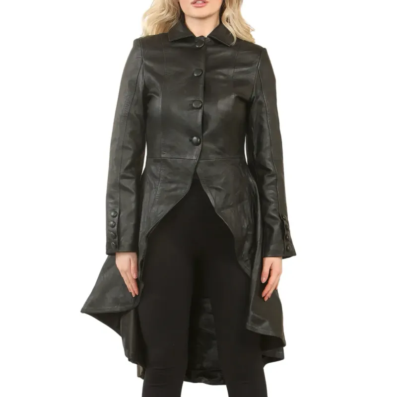 Women's Gothic Full Length Victorian Leather Coat sold by Tru Clothing