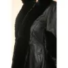 Women's Black Flared Hooded Leather Cape Coat sold by Tru Clothing