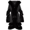Women's Black Flared Hooded Leather Cape Coat sold by Tru Clothing