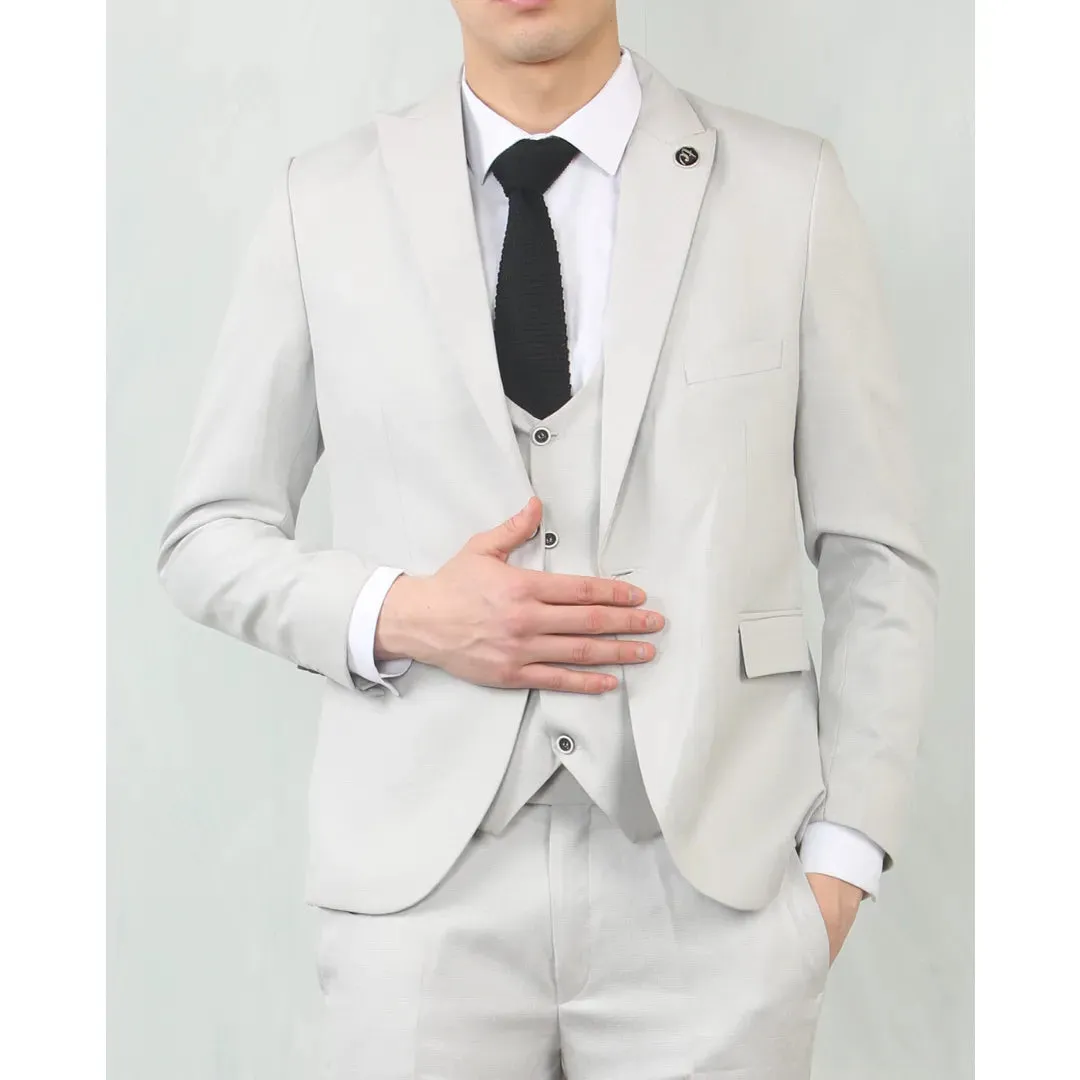 IM200 - Men's Light Grey Tailored Fit Wedding 3 Piece Suit sold by Tru Clothing