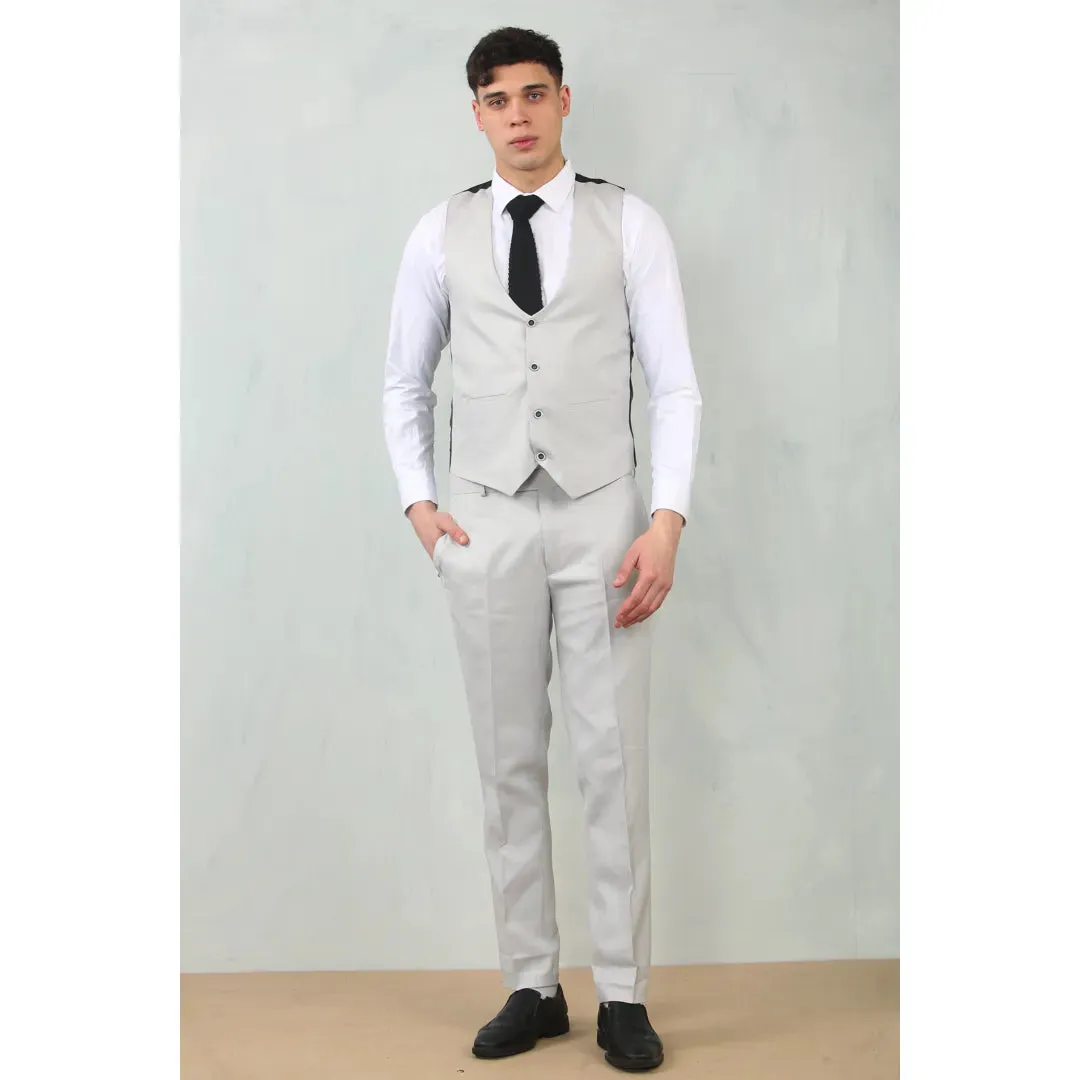 IM200 - Men's Light Grey Tailored Fit Wedding 3 Piece Suit sold by Tru Clothing product image thumbnail 4
