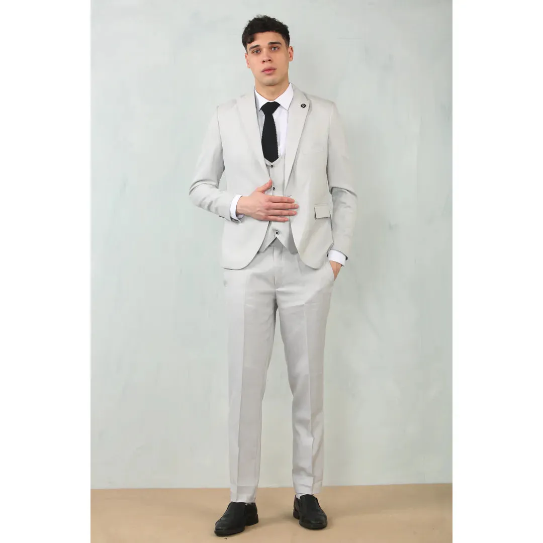 IM200 - Men's Light Grey Tailored Fit Wedding 3 Piece Suit sold by Tru Clothing product image thumbnail 2
