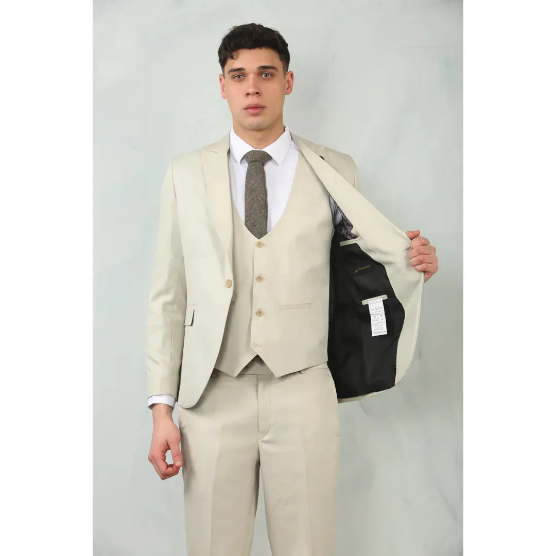 IM200 - Men's Cream Tailored Fit Wedding 3 Piece Suit sold by Tru Clothing product image thumbnail 3
