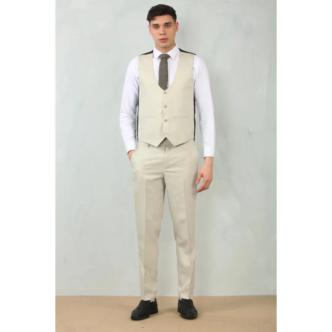 IM200 - Men's Cream Tailored Fit Wedding 3 Piece Suit sold by Tru Clothing product image thumbnail 4