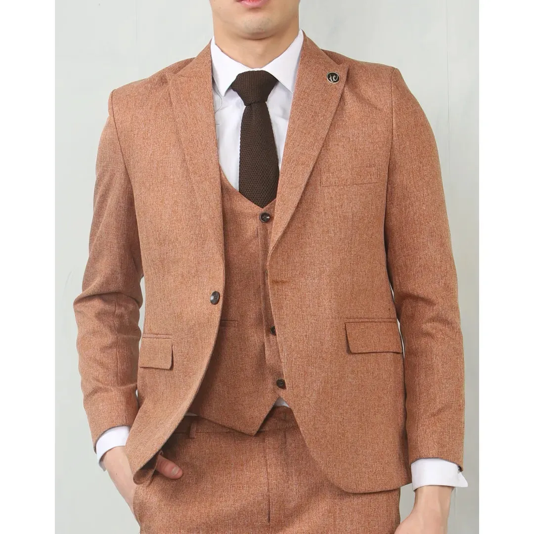 IM200 - Men's Camel Tailored Fit Wedding 3 Piece Suit sold by Tru Clothing