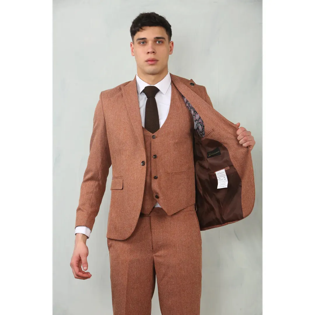 IM200 - Men's Camel Tailored Fit Wedding 3 Piece Suit sold by Tru Clothing product image thumbnail 3