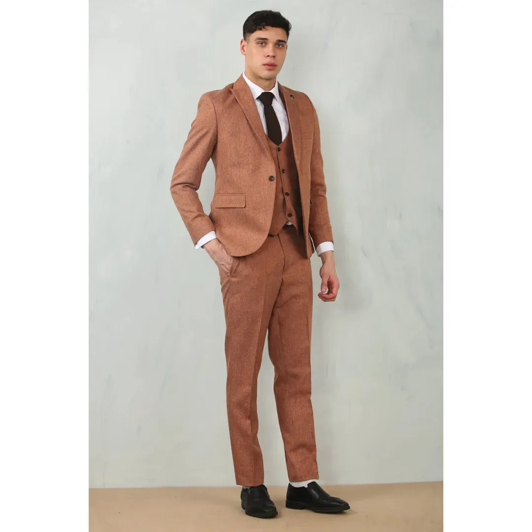 IM200 - Men's Camel Tailored Fit Wedding 3 Piece Suit sold by Tru Clothing product image thumbnail 2