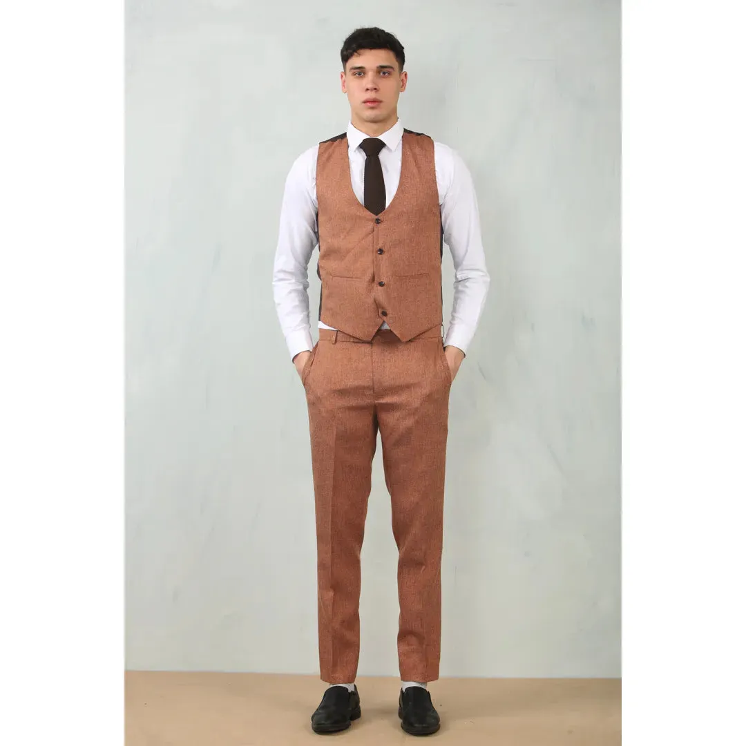 IM200 - Men's Camel Tailored Fit Wedding 3 Piece Suit sold by Tru Clothing product image thumbnail 4