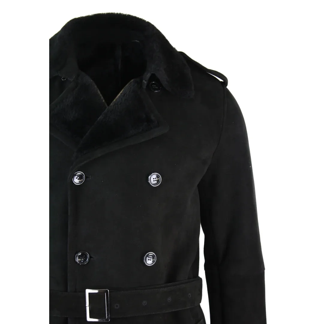 Men's Sherling Sheepskin Double Breasted Belted 3/4 Overcoat sold by Tru Clothing product image thumbnail 3