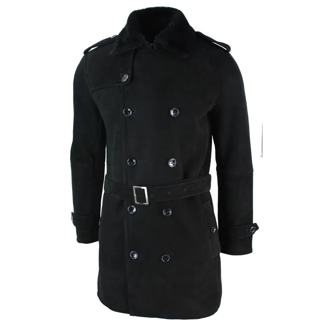 Men's Sherling Sheepskin Double Breasted Belted 3/4 Overcoat sold by Tru Clothing product image thumbnail 2