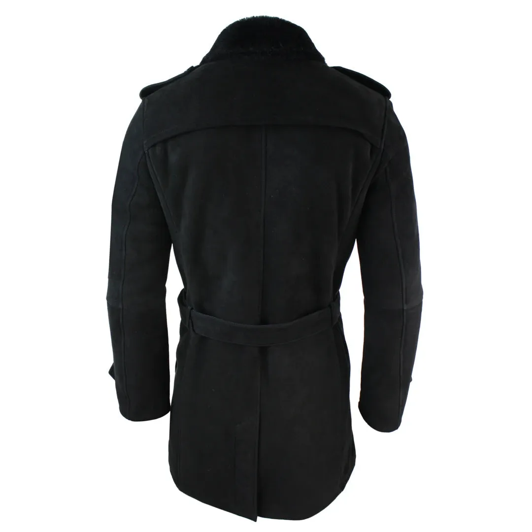 Men's Sherling Sheepskin Double Breasted Belted 3/4 Overcoat sold by Tru Clothing product image thumbnail 4