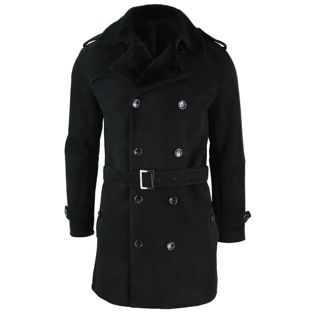 Men's Sherling Sheepskin Double Breasted Belted 3/4 Overcoat sold by Tru Clothing