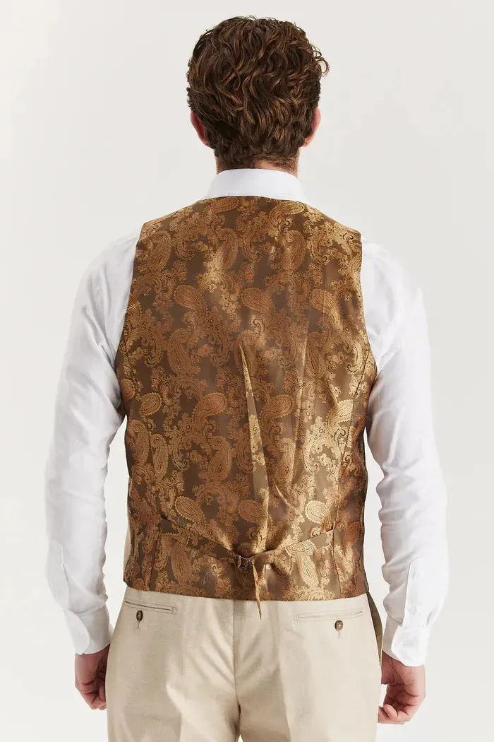 Belmont - Men's Beige Tailored Fit Waistcoat sold by Tru Clothing product image thumbnail 2