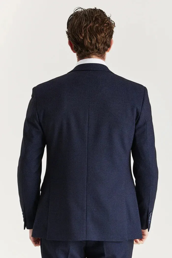 Regent - Men's Navy Checked Tailored Fit Blazer sold by Tru Clothing product image thumbnail 4