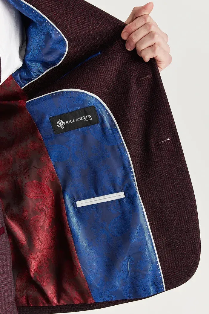 Regent - Men's Wine 3 Piece Prince Of Wales Checked Suit sold by Tru Clothing product image thumbnail 4