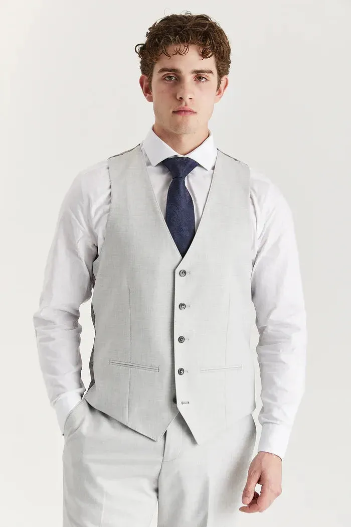 Belmont - Men's Silver 3 Piece Stitch Lapel Classic Suit sold by Tru Clothing product image thumbnail 5
