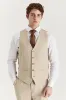 Belmont - Men's Beige 3 Piece Stitch Lapel Classic Suit sold by Tru Clothing