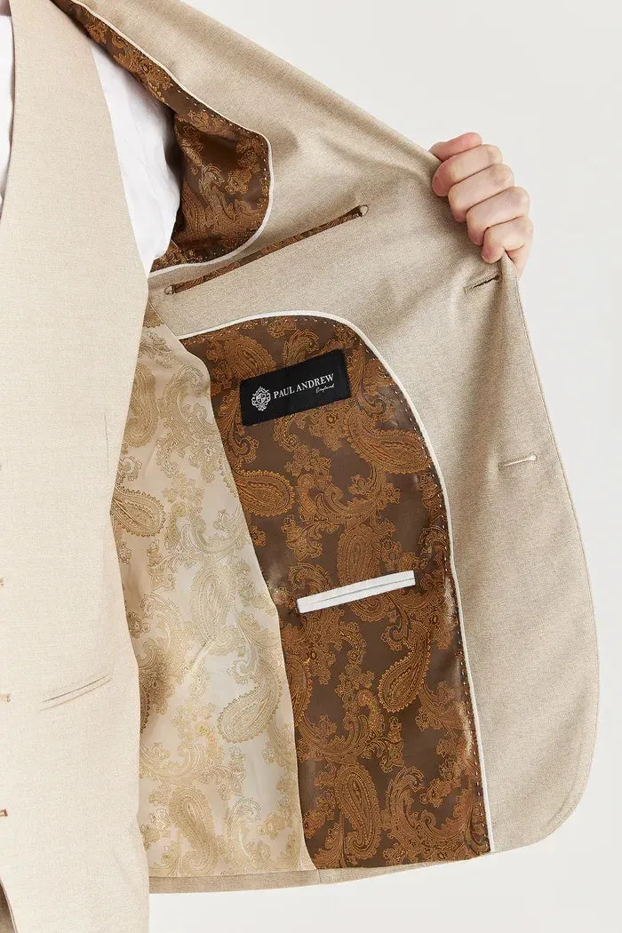 Belmont - Men's Beige 3 Piece Stitch Lapel Classic Suit sold by Tru Clothing product image thumbnail 4