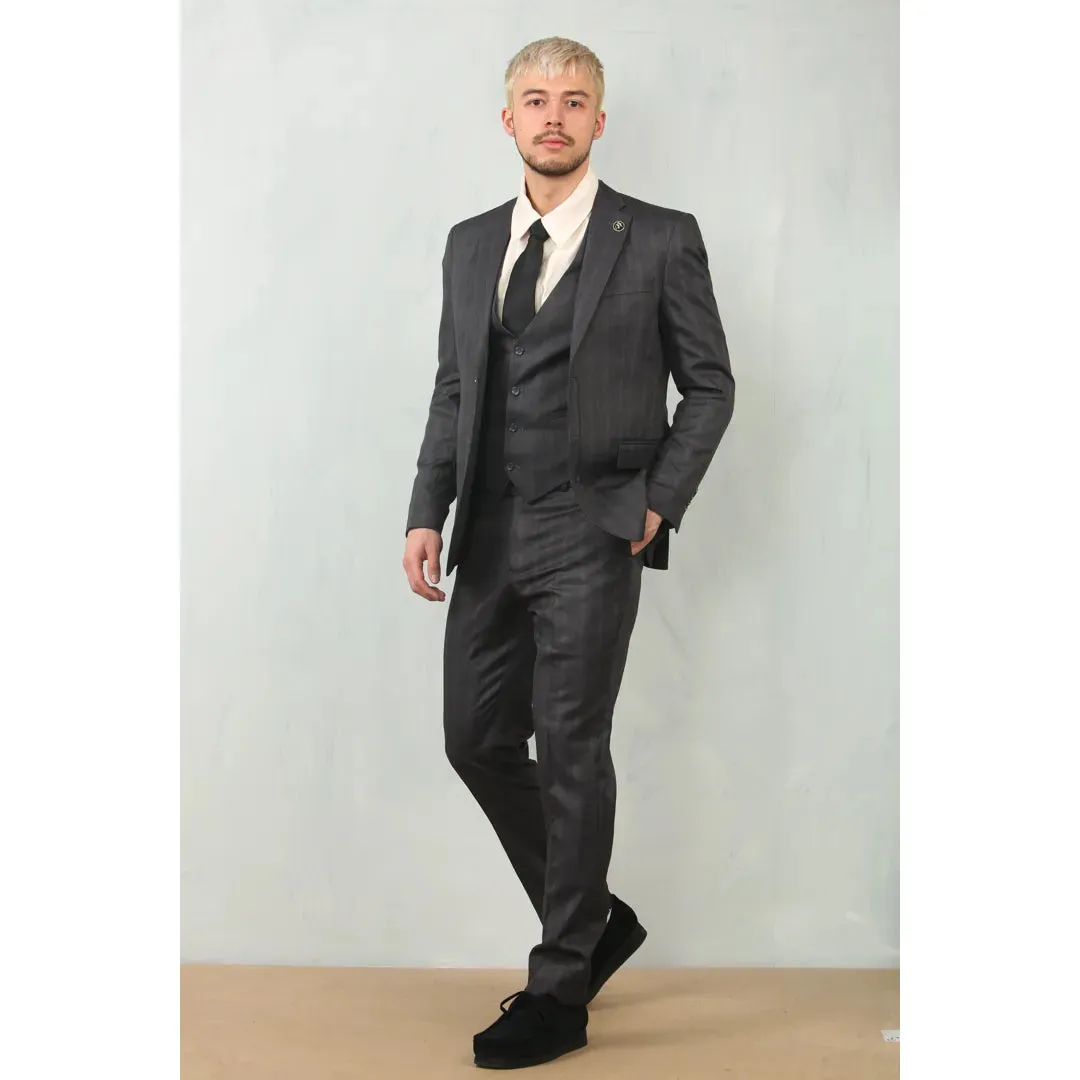 IM31 - Men's Charcoal 3 Piece Prince Of Wales Check Suit sold by Tru Clothing product image thumbnail 2