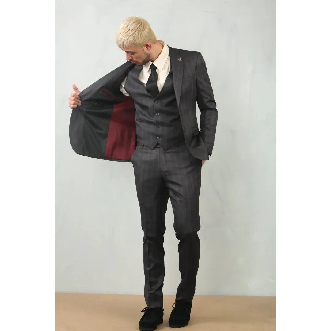 IM31 - Men's Charcoal 3 Piece Prince Of Wales Check Suit sold by Tru Clothing product image thumbnail 3