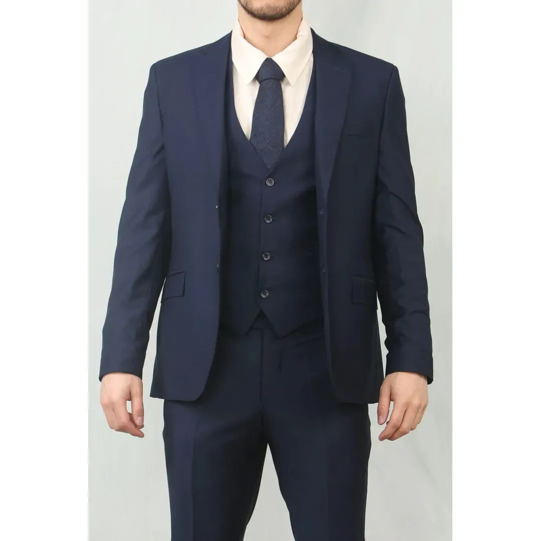 IM30 - Men's Navy 3 Piece Stitch Lapel Formal Suit sold by Tru Clothing