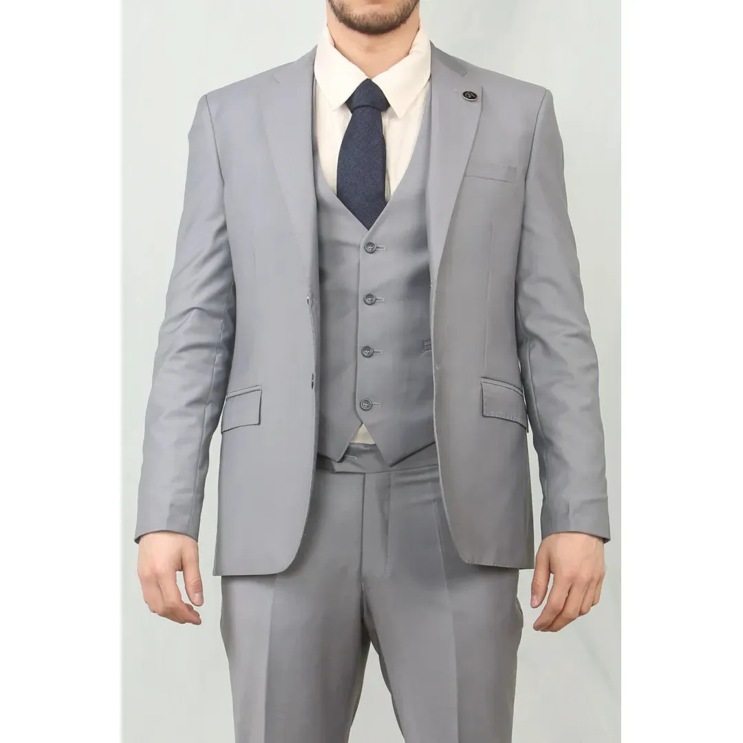 IM30 - Men's Grey 3 Piece Stitch Lapel Formal Suit sold by Tru Clothing