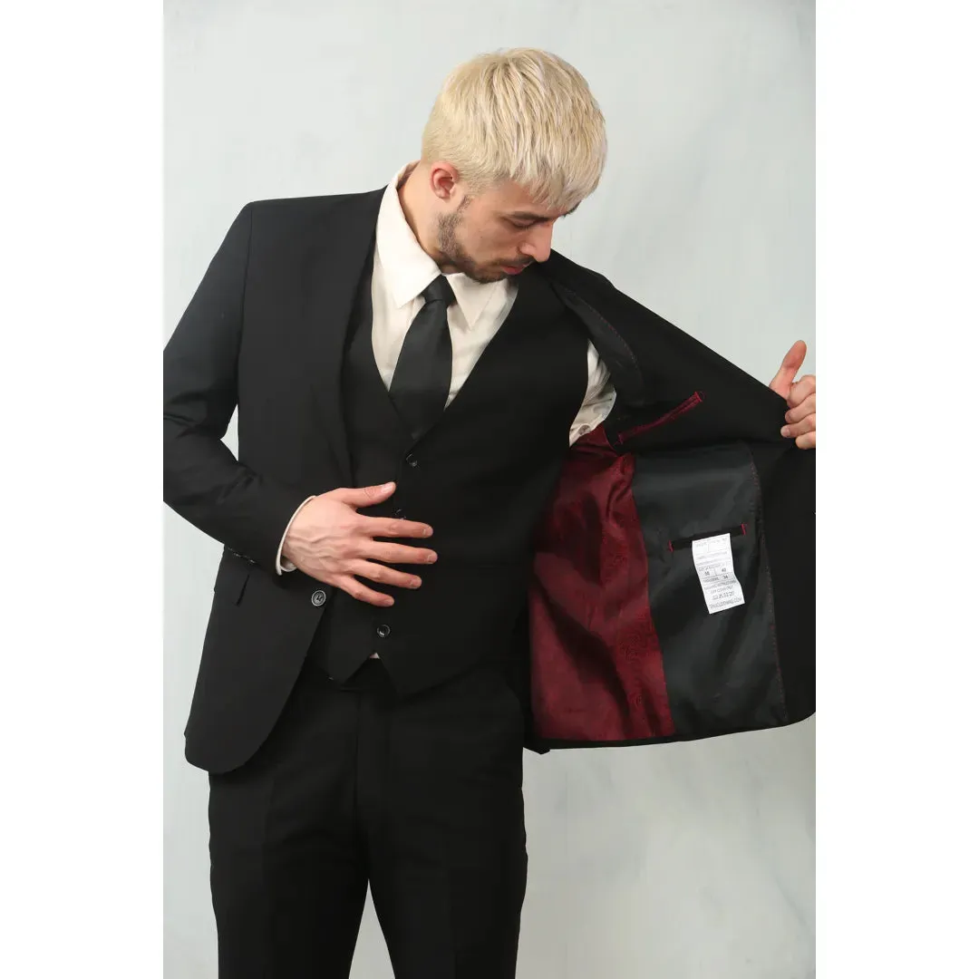 IM30 - Men's Black 3 Piece Stitch Lapel Formal Suit sold by Tru Clothing product image thumbnail 3