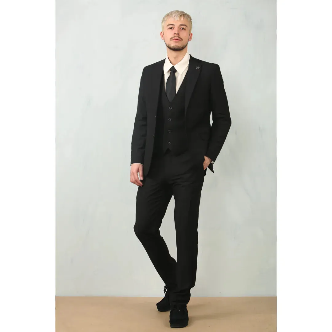 IM30 - Men's Black 3 Piece Stitch Lapel Formal Suit sold by Tru Clothing product image thumbnail 2