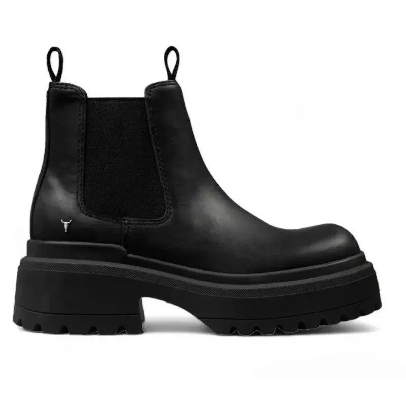 Dopamine - Women's Black Slip On Leather Chelsea Boots made by Windsor Smith