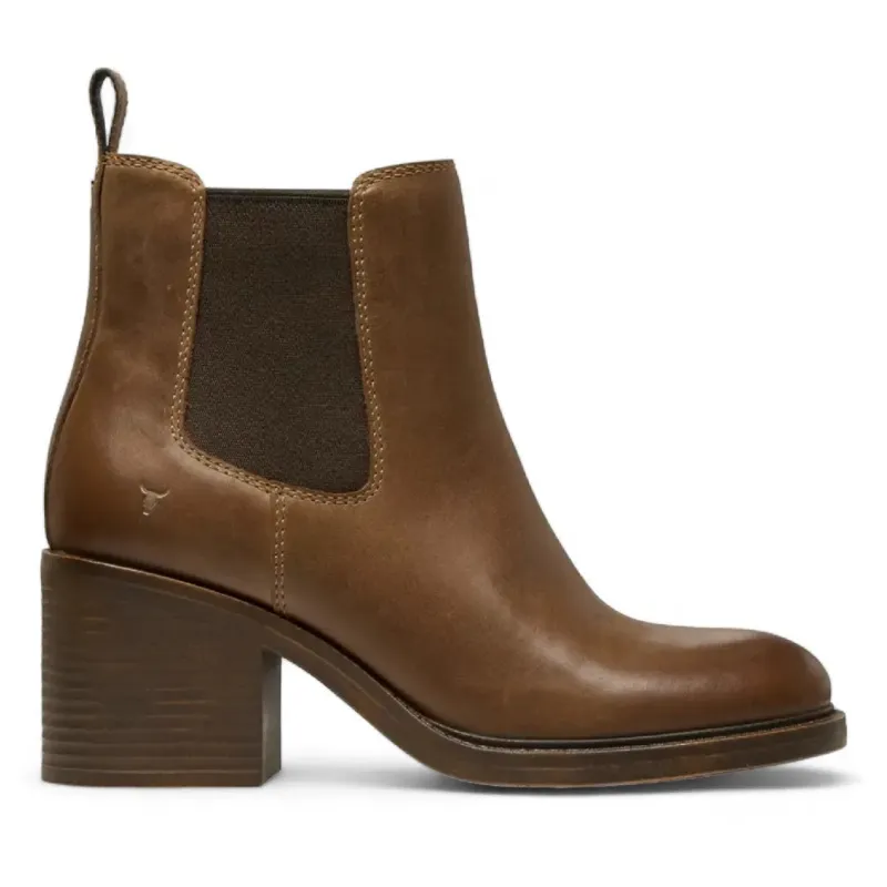 Varsity - Women's Block Heel Leather Chelsea Boots sold by Tru Clothing