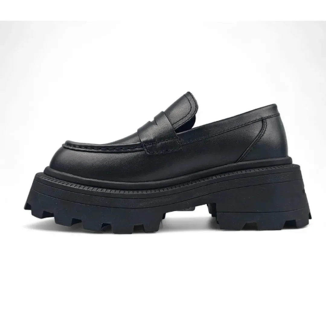 True - Women's Black Slip On Chunky Leather Loafers sold by Tru Clothing product image thumbnail 3