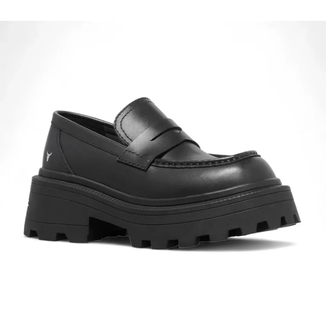 True - Women's Black Slip On Chunky Leather Loafers sold by Tru Clothing product image thumbnail 2