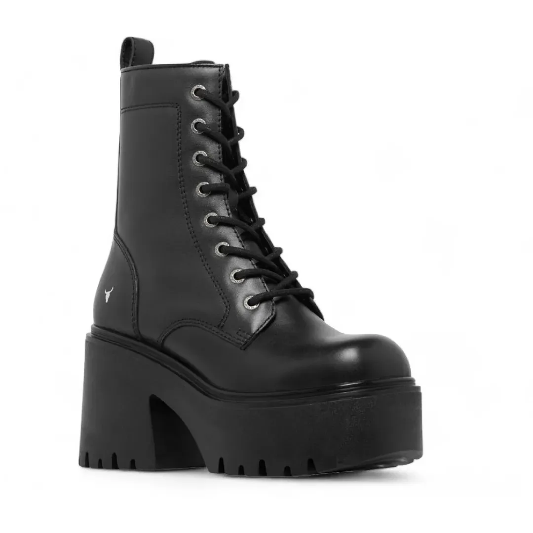 Totally - Women's Black Mid Calf Leather Platform Boots sold by Tru Clothing product image thumbnail 2
