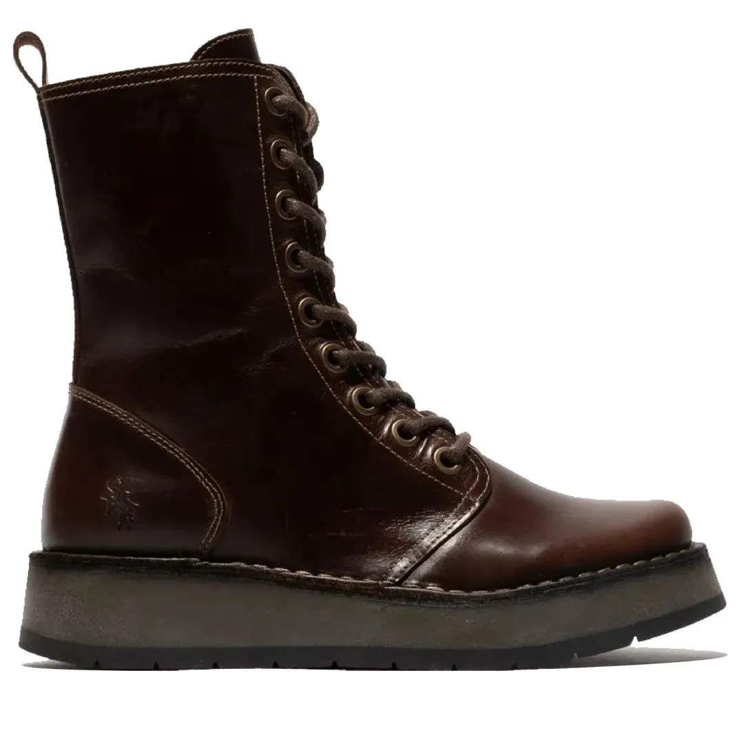 RAMI043FLY - Women's Wedge Heel Lace Up Leather Ankle Boots sold by Tru Clothing product image thumbnail 5