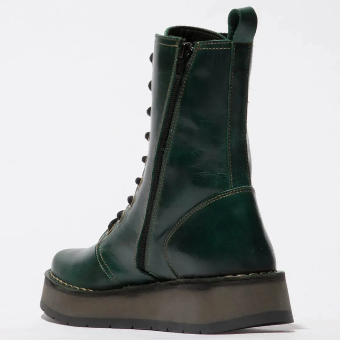 RAMI043FLY - Women's Wedge Heel Lace Up Leather Ankle Boots sold by Tru Clothing product image thumbnail 3