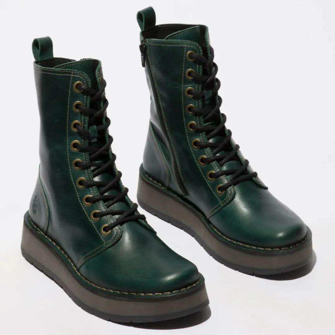 RAMI043FLY - Women's Wedge Heel Lace Up Leather Ankle Boots sold by Tru Clothing product image thumbnail 2