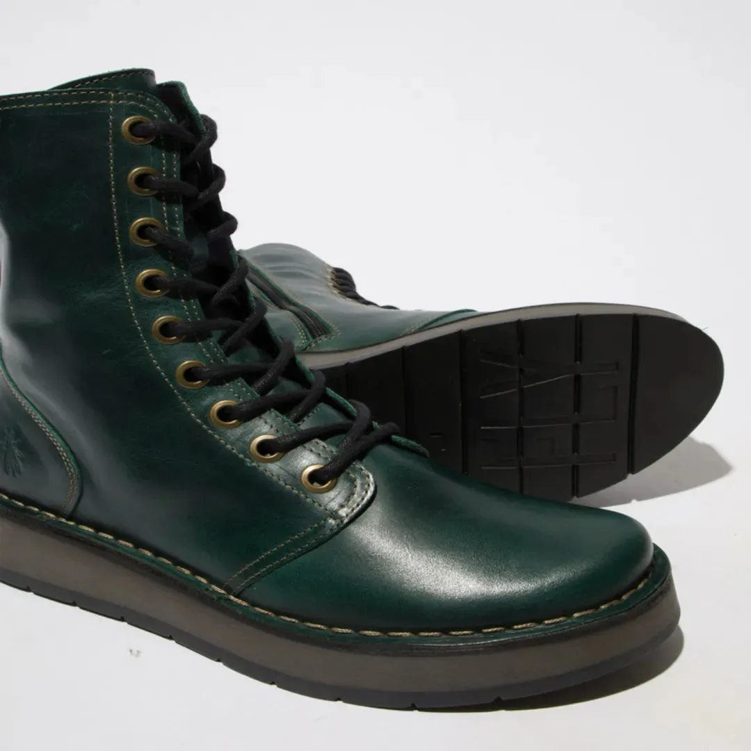 RAMI043FLY - Women's Wedge Heel Lace Up Leather Ankle Boots sold by Tru Clothing product image thumbnail 4