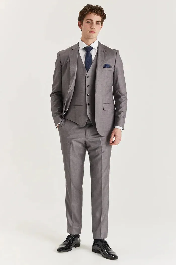 Edward - Men's Grey 3 Piece Stitch Lapel Classic Suit sold by Tru Clothing product image thumbnail 2