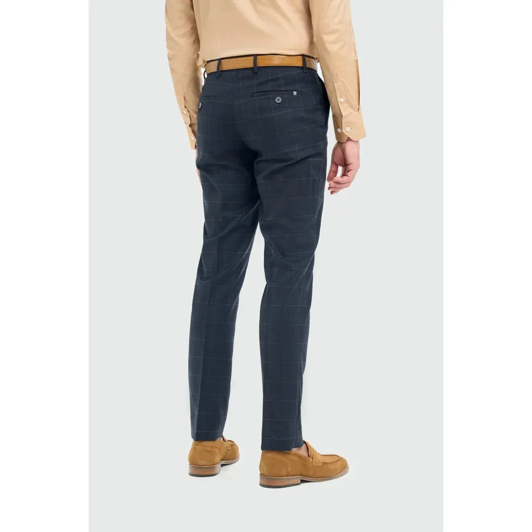 Torino - Men's Navy Check Formal Trousers sold by Tru Clothing product image thumbnail 2