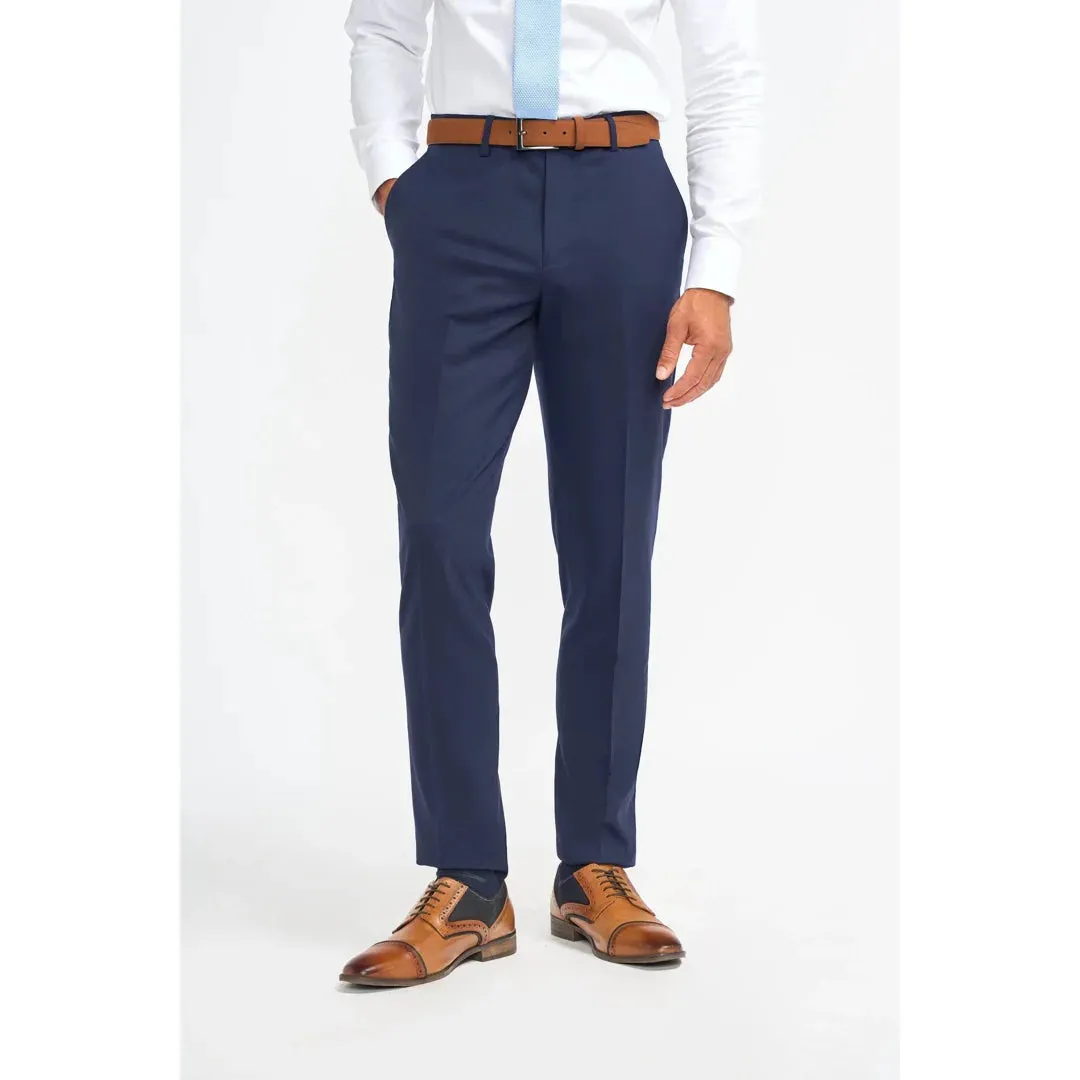 James - Men's Navy Blue Wool Formal Trousers sold by Tru Clothing
