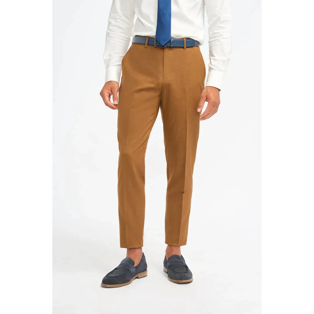 James - Men's Camel Brown Formal Trousers sold by Tru Clothing