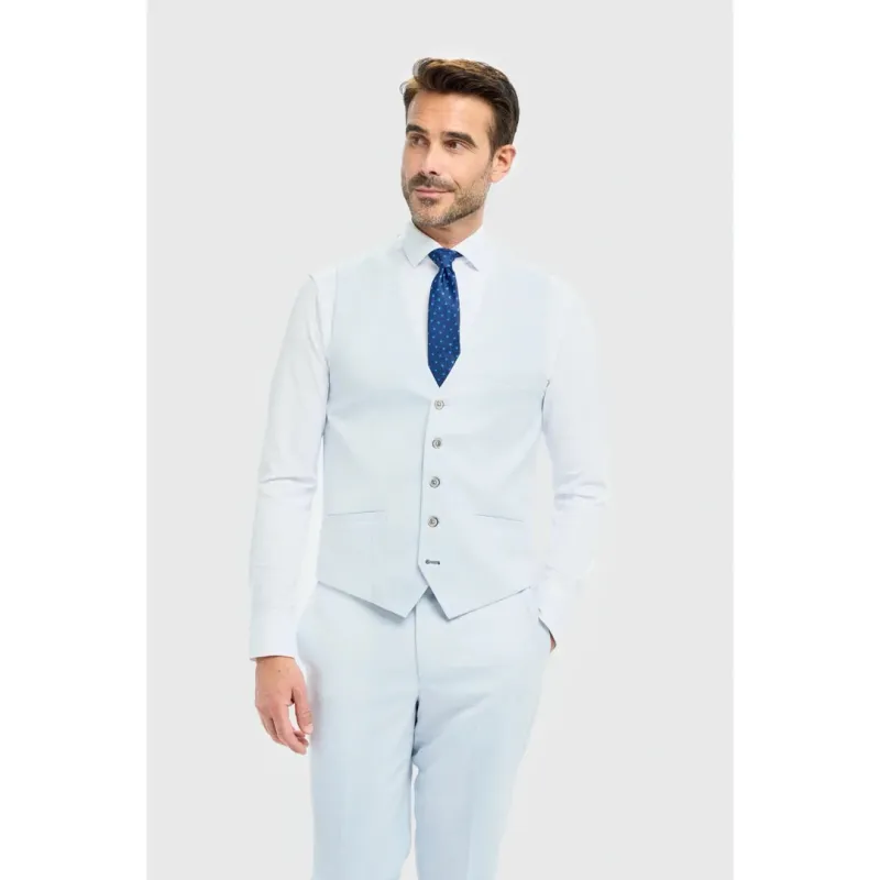 Tropez - Men's Sky Blue Waistcoat sold by Tru Clothing