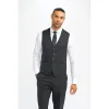 Roberto - Men's Black Shadow Stripes Waistcoat sold by Tru Clothing