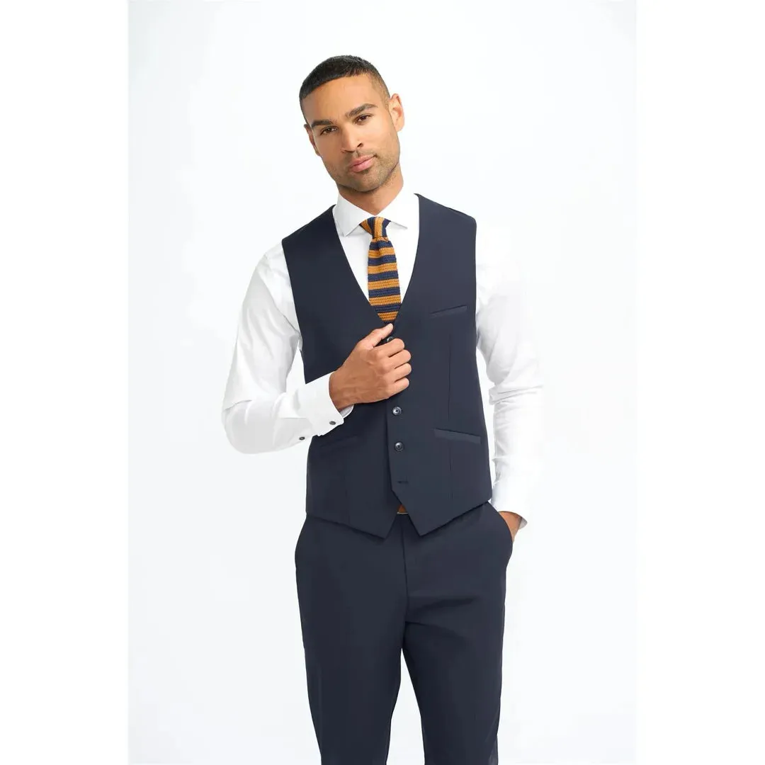 Malibu - Men's Navy Tailored Fit Waistcoat sold by Tru Clothing
