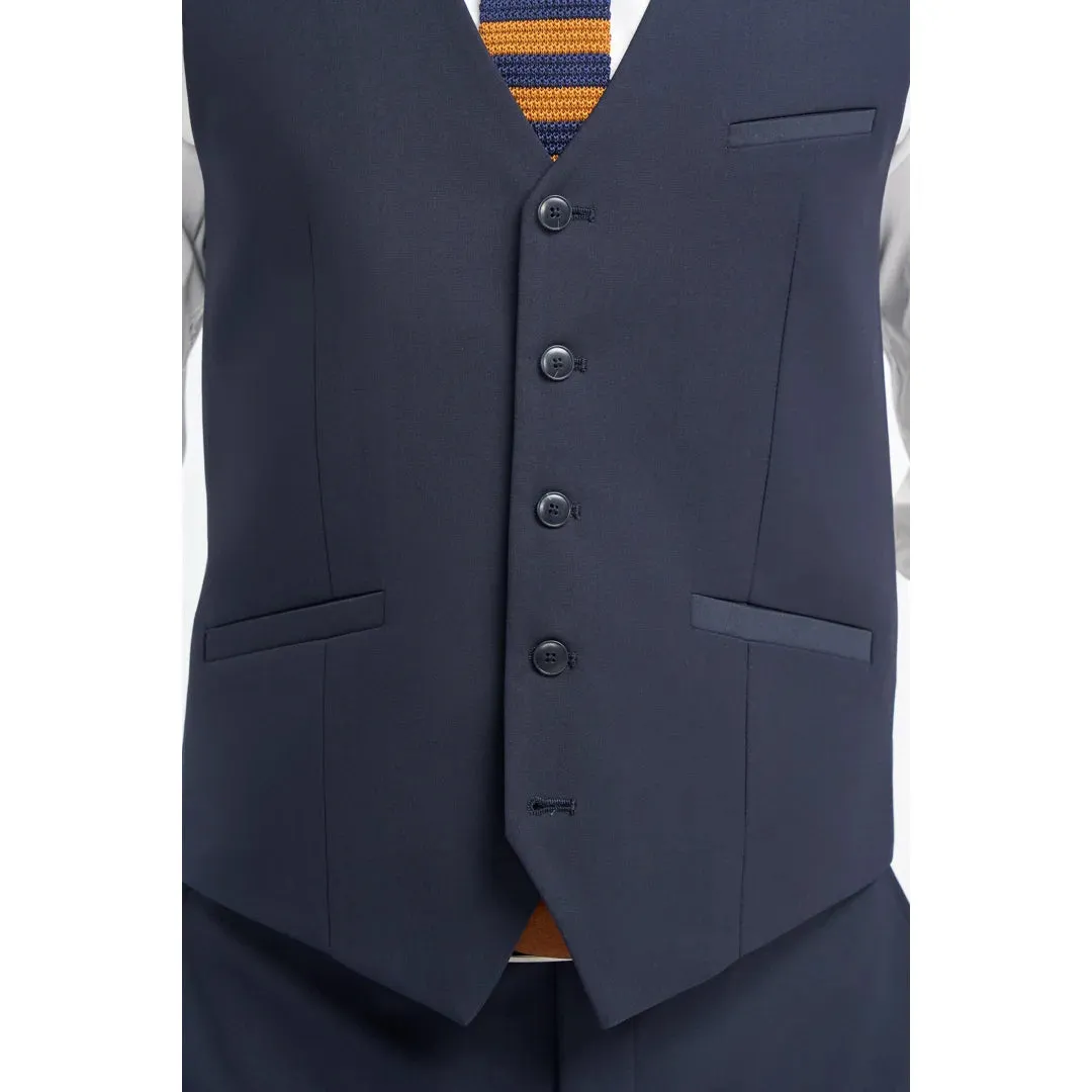 Malibu - Men's Navy Tailored Fit Waistcoat sold by Tru Clothing product image thumbnail 2
