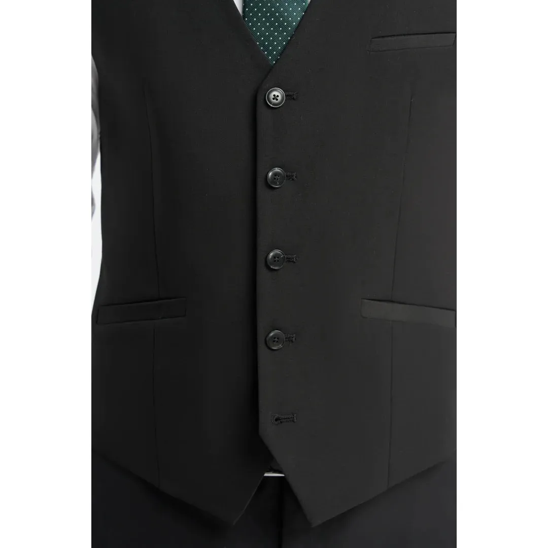 Malibu - Men's Black Tailored Fit Waistcoat sold by Tru Clothing product image thumbnail 2