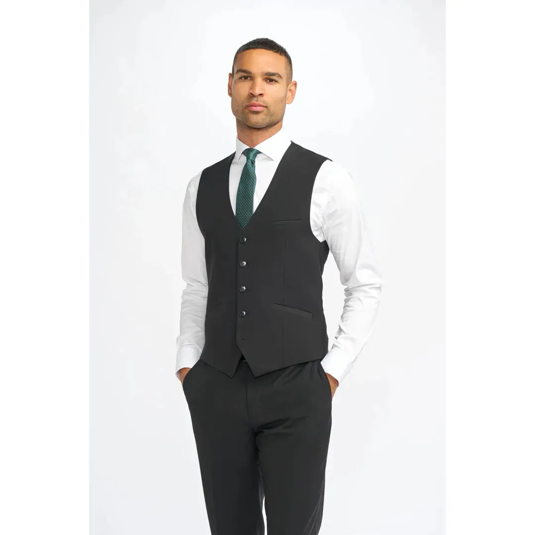 Malibu - Men's Black Tailored Fit Waistcoat sold by Tru Clothing