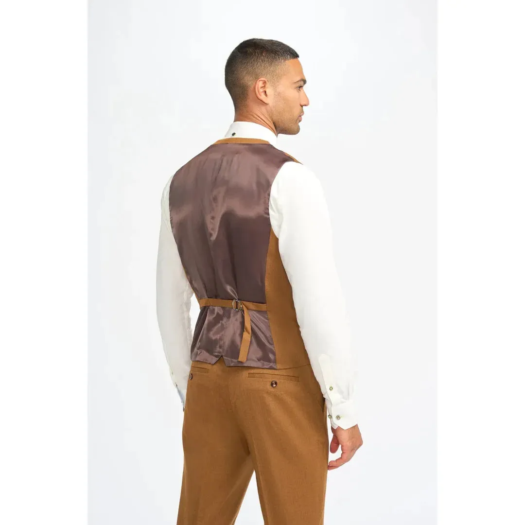 James - Men's Camel Brown Wool Waistcoat sold by Tru Clothing product image thumbnail 2