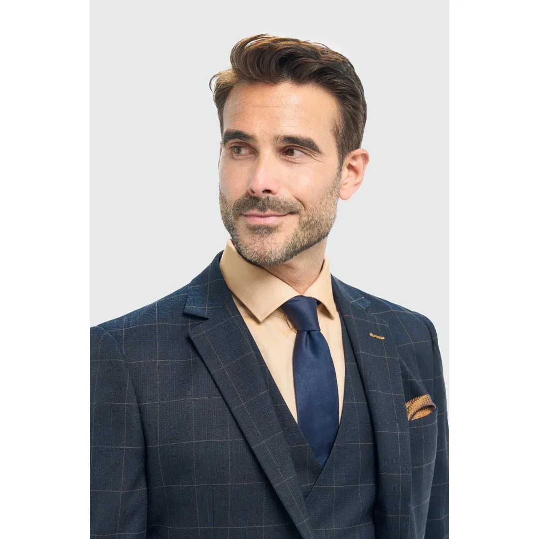 Torino - Men's Navy Check Tailored Fit Blazer sold by Tru Clothing product image thumbnail 2