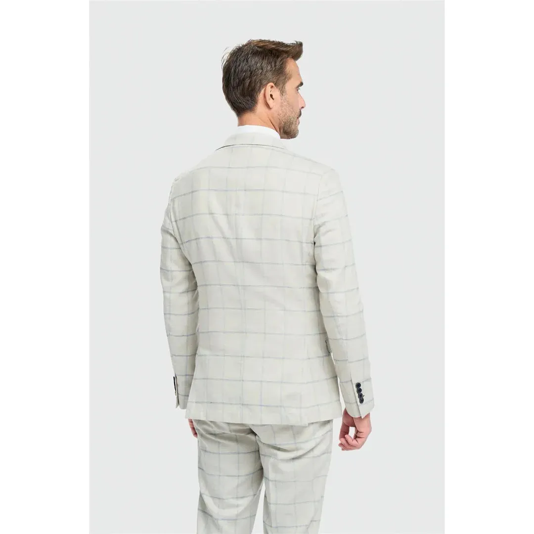 Gabriel - Men's Grey Linen Checked Blazer sold by Tru Clothing product image thumbnail 4